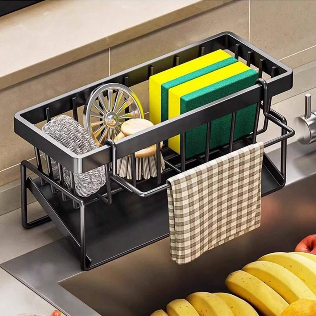 Kitchen Sink Organizer Sponge Rag Water Filter Rack Kitchen Hand Soap Drainer Hanging Basket Kitchen Rag Storage Rack