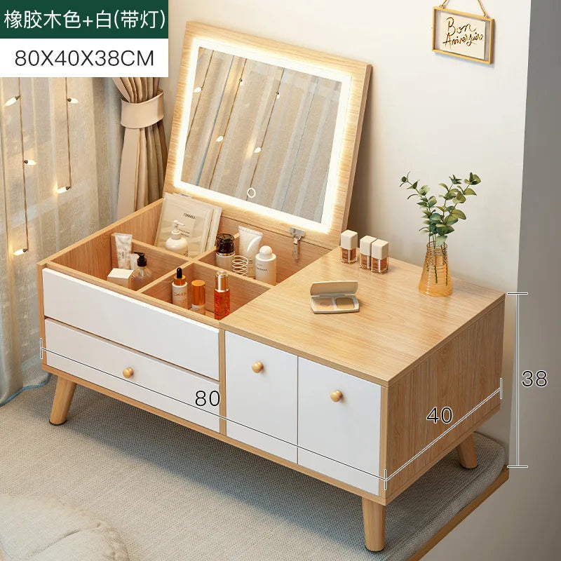 Dressing table Desk Small apartment ins style household bedroom Simple bay window Dresser Integrated cabinet Makeup table