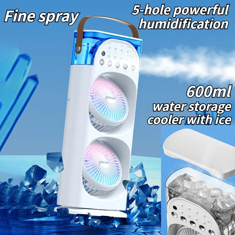 2025 5 Port Air Cooler Fan Oscillating Mist Fan with Aromatherapy, Col