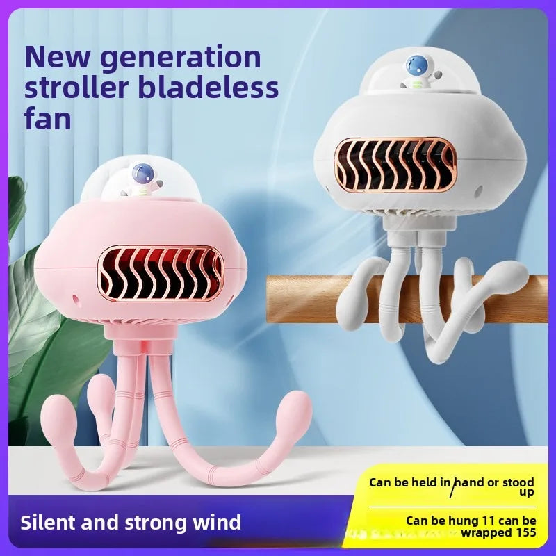 Portable Leafless Fan Octopus Design USB Charging Small Table Fan for