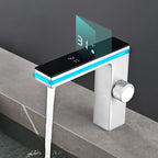 Digital Display Bathroom Basin Faucet Intelligent LED Brass Deck Mounted Washbasin Crane Hot Cold Water Mixer Sink Vanity Tap