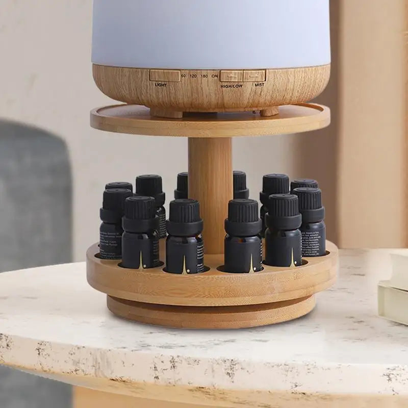 Essential Oils Storage Rack 2Tier Tabletop Display Stand Natural Bamboo Wood Fragrance Oil Shelf for Aromatherapy Bottle Storage