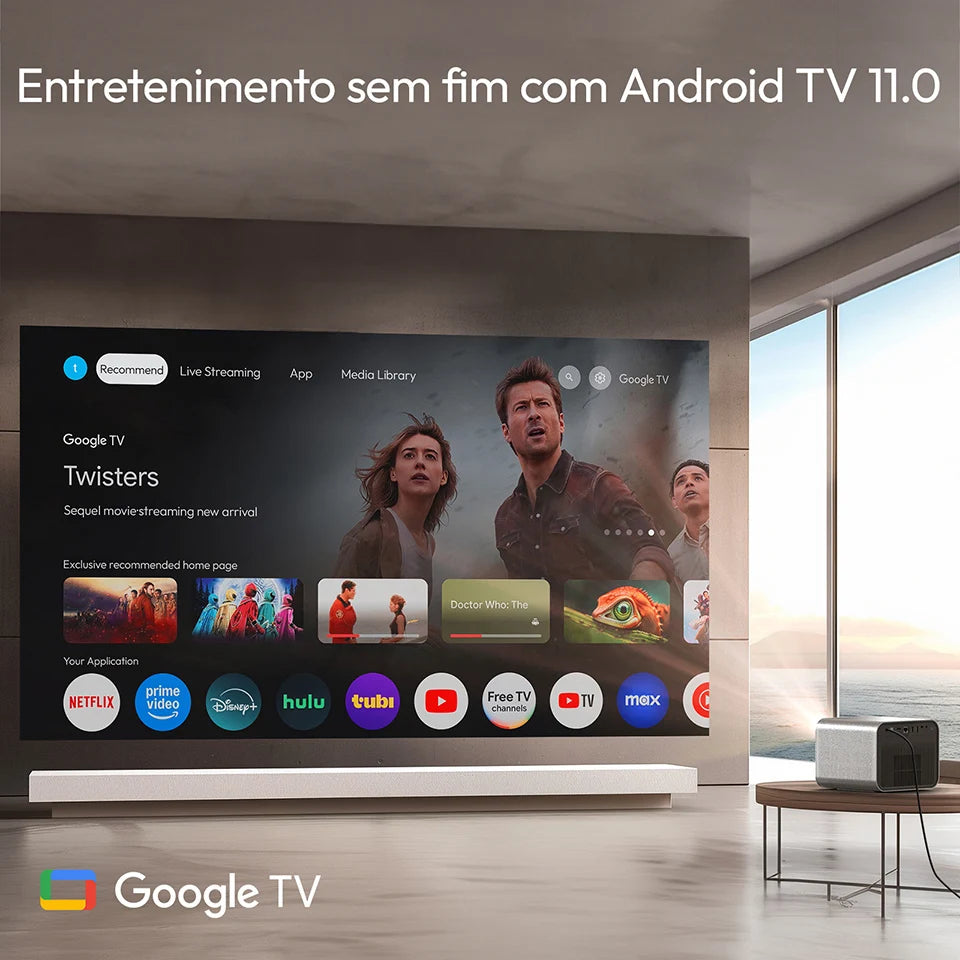 BYINTEK R90 Max 4K Projector Full HD 1080P 2200 Anis Lumens Android 11.0 WiFi 6 Auto Focus Video Home Movie Theater Projectors