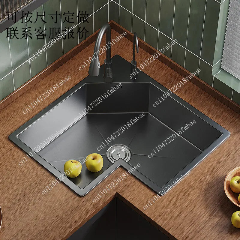Kitchen Corner Special-shaped Sink, L-shaped Corner Sink, Large Single Tank Dishwashing Basins