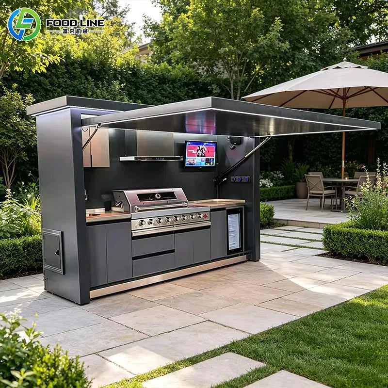 Bbq Outdoor Kitchen Cabinet Outdoor Barbecue Grill Kitchen Container Outdoor Kitchen Pod with Bbq Customized