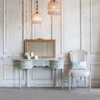 European French retro old solid wood dresser rattan bedroom white makeup table with mirror arc customization