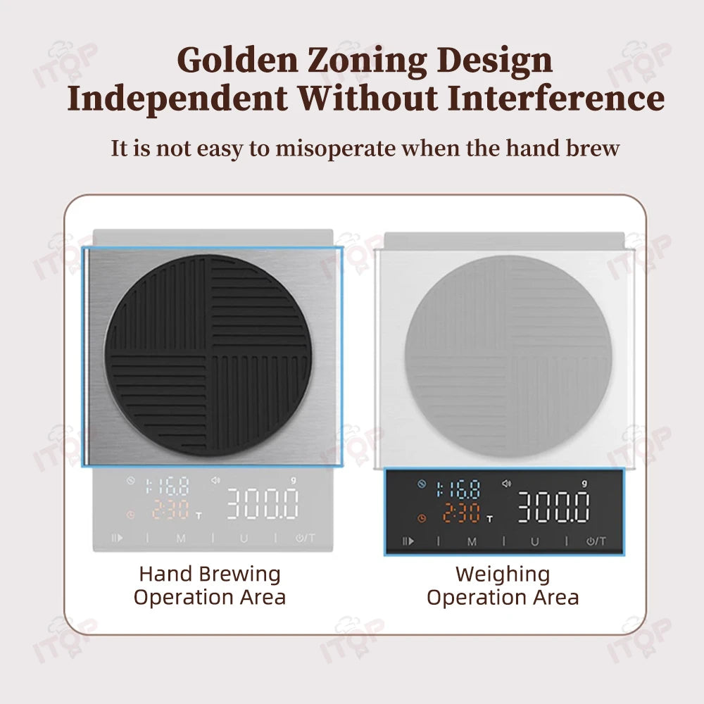 ITOP 2922R Coffee Scale 0.1g/3kg Accurate Weighing Timing Function Gouache Ratio Display Automatic Water Filling Timing