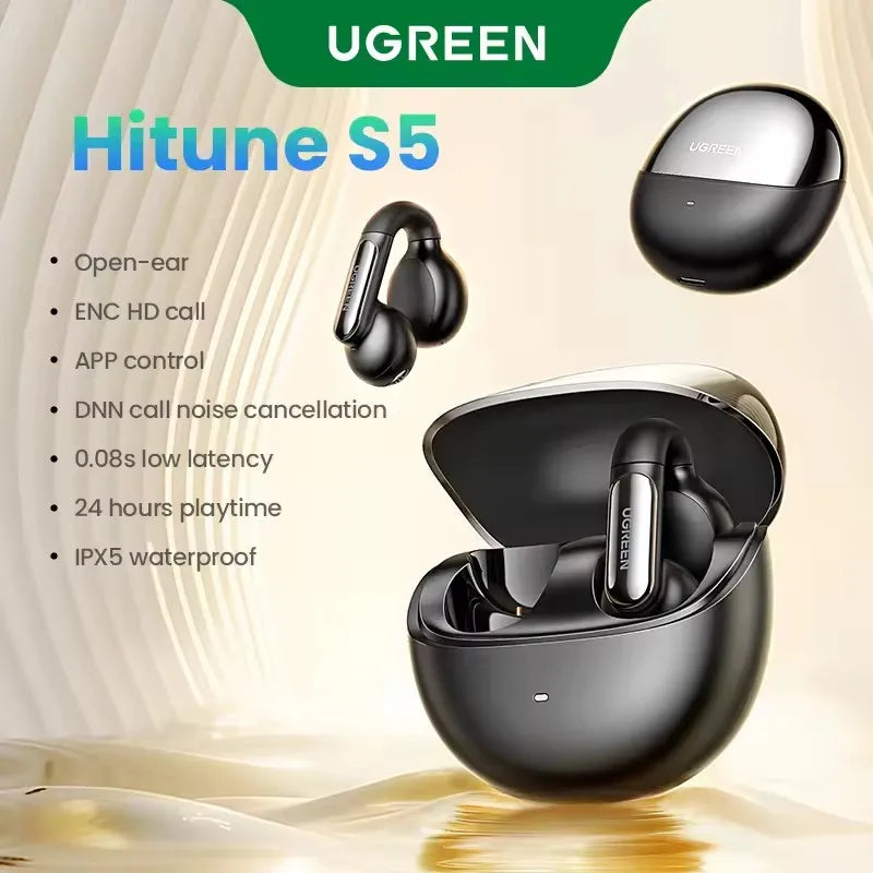 HiTune S5 TWS Open Ear Clip Wireless Earbuds Bluetooth Sports Earphones Headphones in Mic with Earhooks & Ear Hook