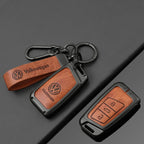 Leather Car Remote Key Case Full Cover Protection Shell for VW Volkswagen Magotan Magotan GTE Passat B6 B7 B8 CC Arteon Keychain