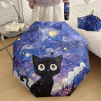 Cartoon Cat Purple Folding Umbrella Professional Sun Protection And UV Protection Umbrella Dual use of Rain and Sunny Automatic