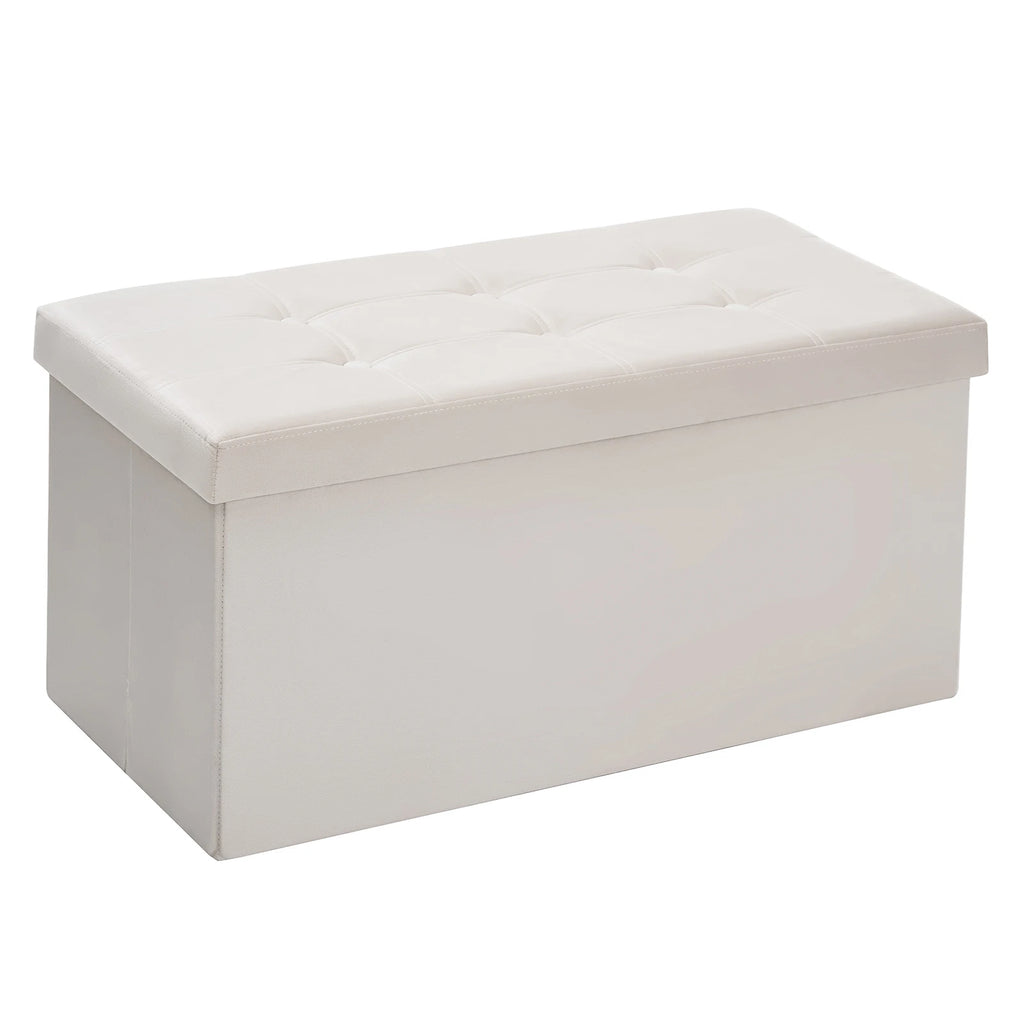 30 Inches Folding Storage Ottoman Bench Ottoman With Storage FootStool For Bedroom Living Room Holds Up To 570 Lb