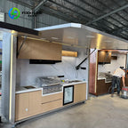 customized Modern Style Modular Outdoor Kitchen Station with LED Lighting All-Weather for Backyard Villa BBQ Grill Marble Top