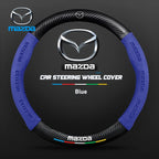For Mazda 2 3 5 6 CX-4 CX-5 CX-7 CX-8 CX-30 CX-50 MX5 Miata RX-7 RX-8 Axela Atenza Car Carbon Fiber Leather Steering Wheel Cover
