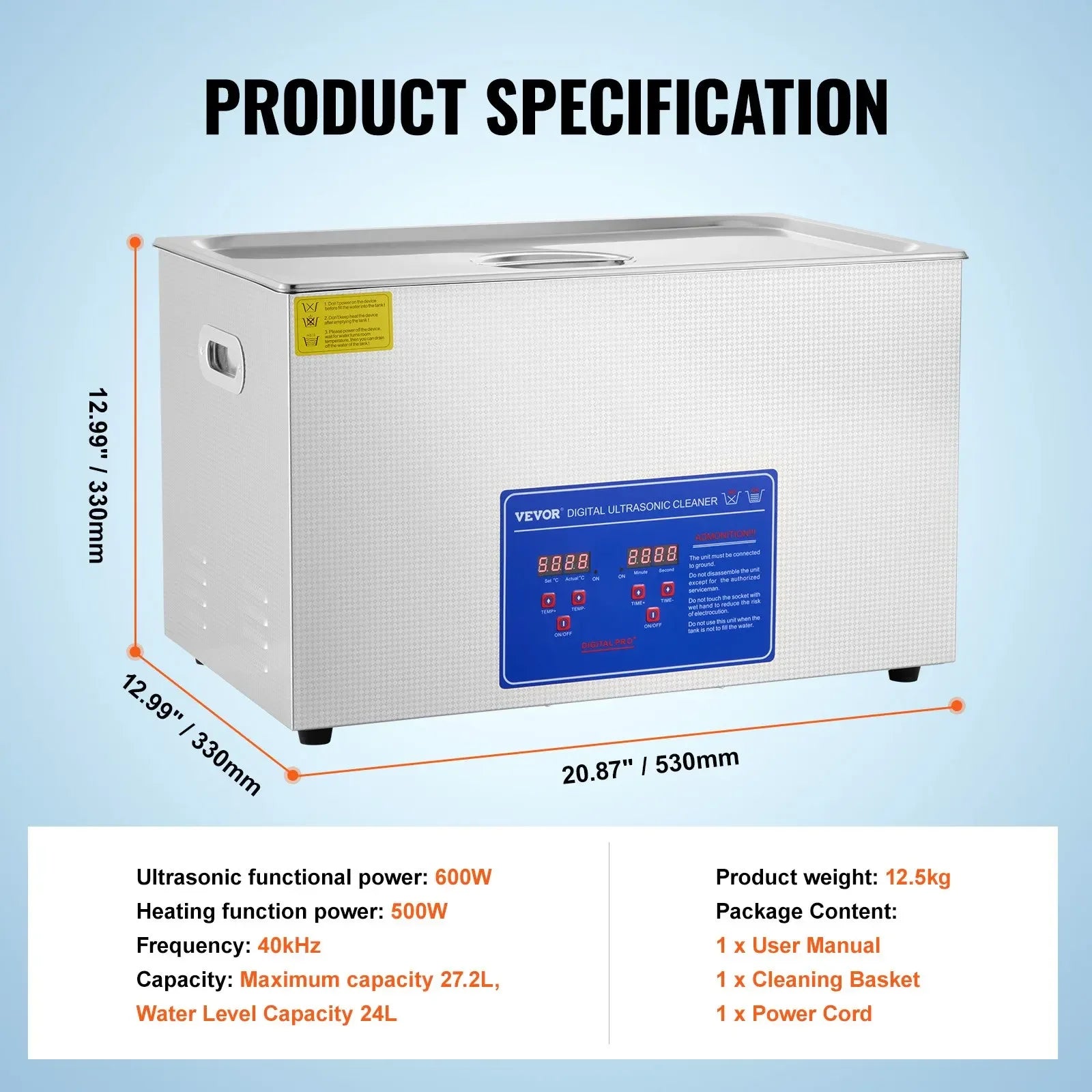 VEVOR Ultrasonic Cleaner with Digital Timer - 2L to 30L Stainless Steel Tank for Jewelry, Glasses, Watches & Industrial Parts