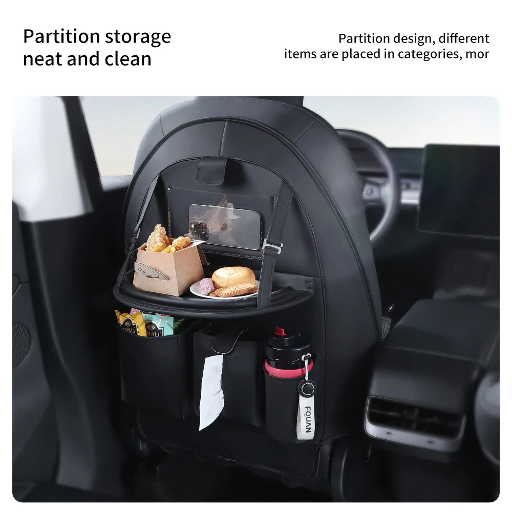 YZ Car Seatback Protector for Tesla Model 3 Y Highland Seat Back Protective Child Anti-Kick Mats Leather Storage Pockets