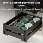 3 Layers Kitchen Cabinet Aluminum Alloy Storage Pull-out Bowl Basket Shelves Organizers Dish Spice Rack Sliding Seasoning Holder