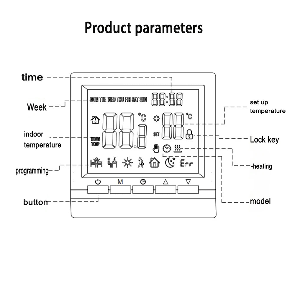 Smart Thermostat Hygrometer With Child Lock Backlight Battery Wired Thermostat Home Smart Water and Floor Heating Controller