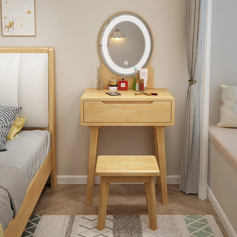 Nordic solid wood dresser 60cm small apartment bedroom modern simple makeup table light luxury dresser storage cabinet