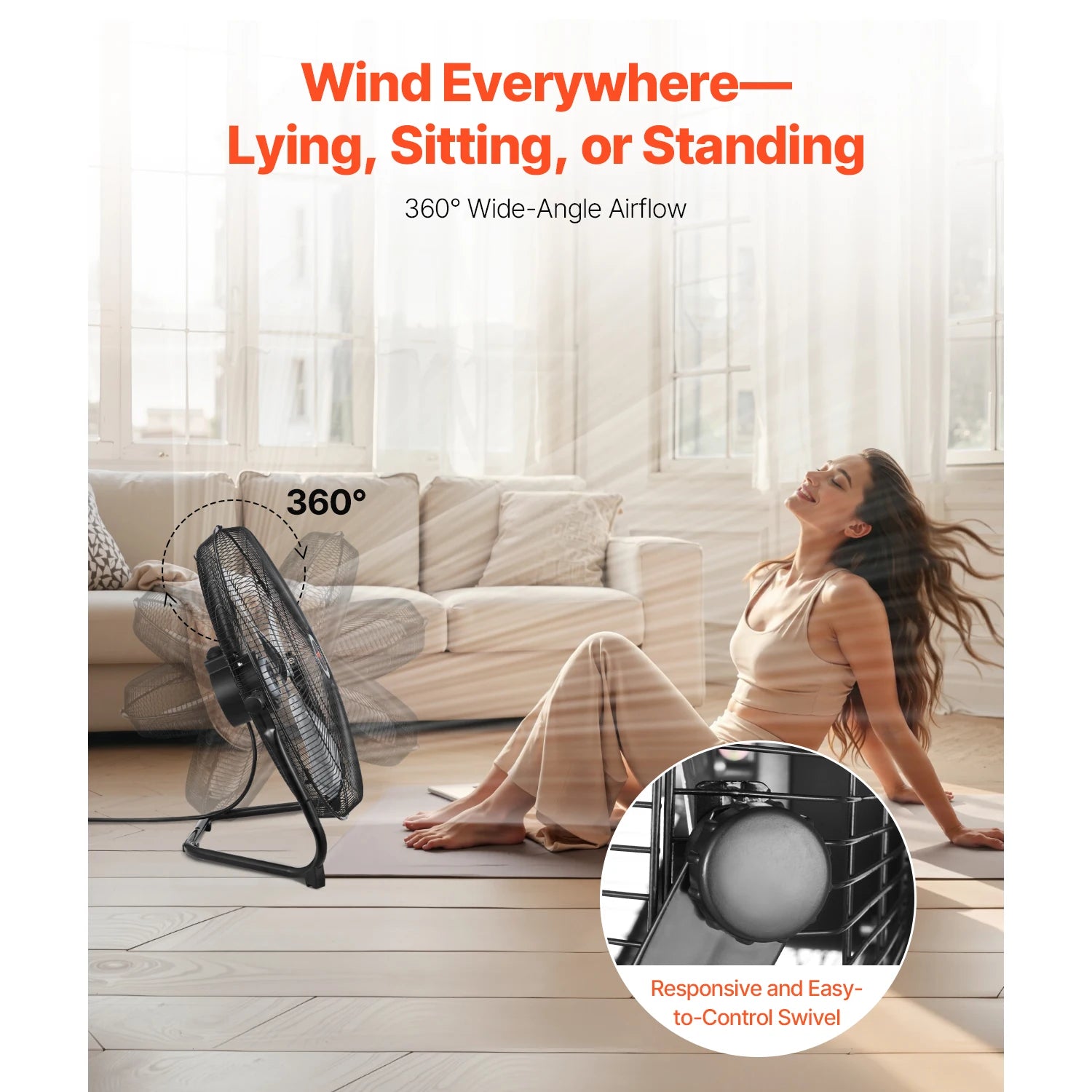 VEVOR Floor Fans 3 Speeds High Velocity Heavy Duty Industrial Fan 4800