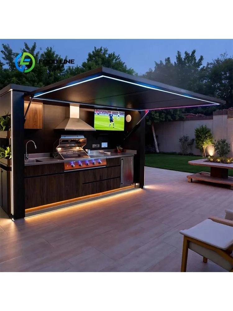 Outdoor Kitchen Patio BBQ Grill Island Stainless Steel Modular Cooking Station Gas Charcoal Garden Appliance