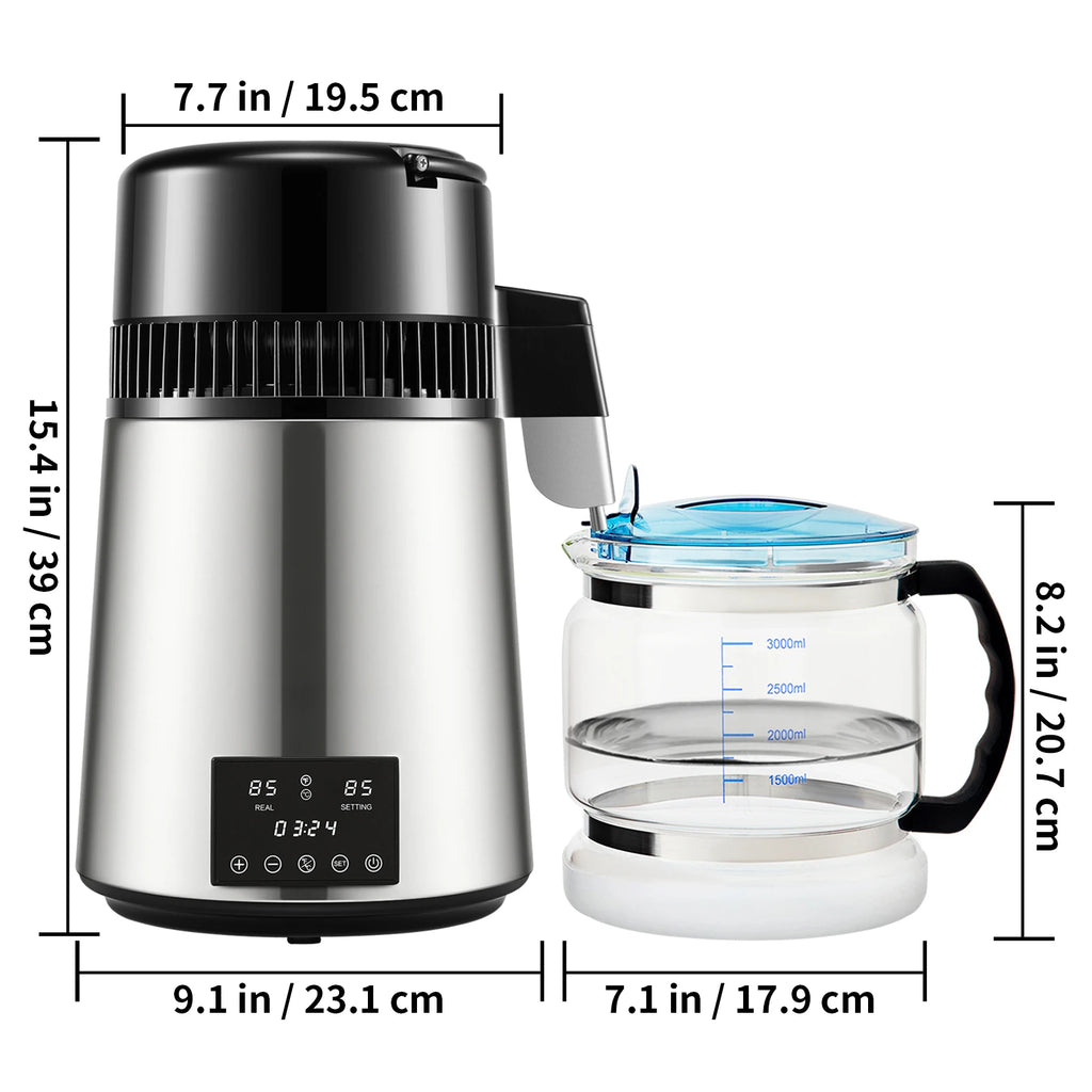 4L Water Distiller Purifier Filter 1 L/H Distilling Speed Dispenser Dr