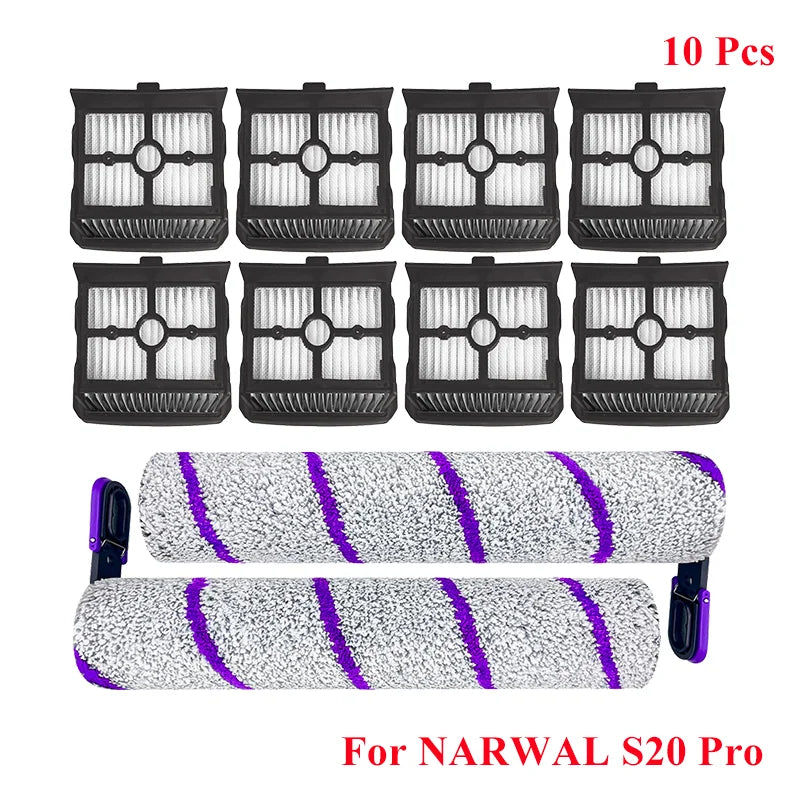 For Narwal S20 Pro Cordless Vacuum Cleaner Spare Parts Main Side Brush Hepa Filter Mop Pad Dust Bag Replacement Accessories
