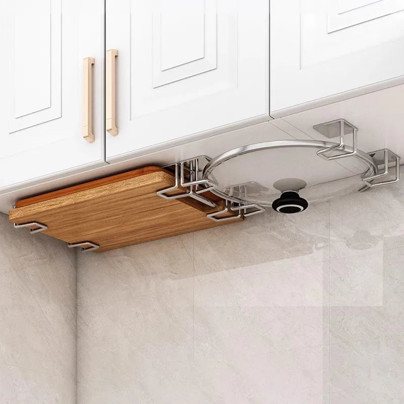 Non-perforated Wall-mounted Kitchen Shelves, Cutting Board Storage Racks, Pot Lid Racks, Hooks, Sink Drain Racks, Kitchen Tools