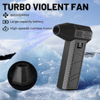 800000RPM Handheld fan Strong Wind 100 Gear Wind speed LED Digital Display Adjustable Turbo Portable Outdoor Handheld Fan