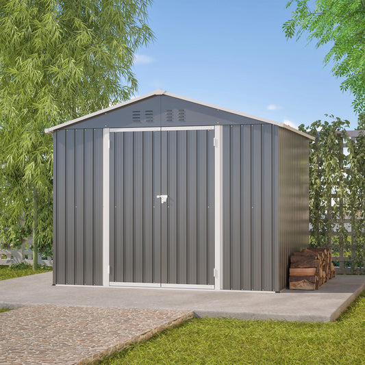 8x6FT Graues Metall-Tool-Shed mit Klapptür, Anthrazit-Farbe – Ideal für Gartengeräte und Werkzeugaufbewahrung