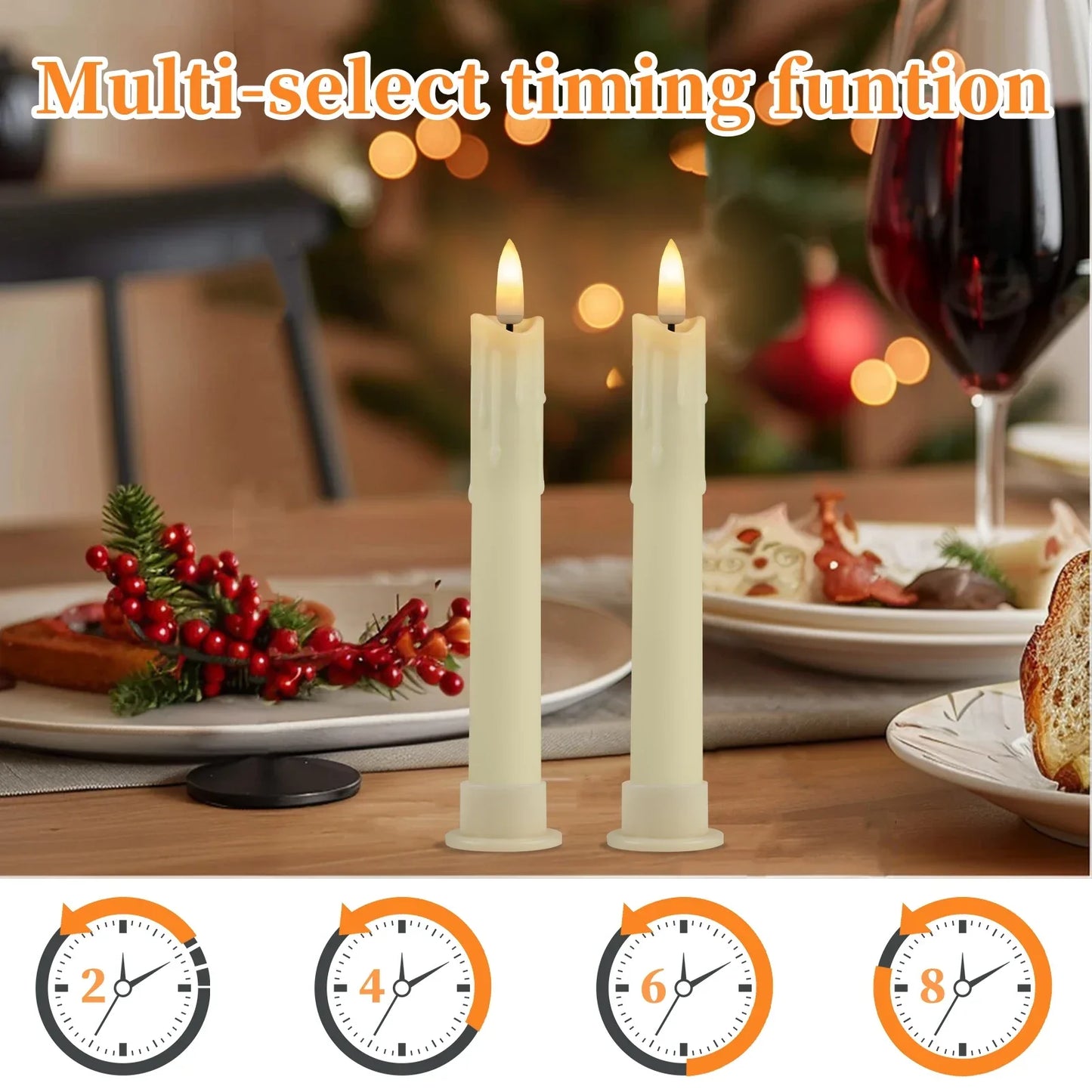 Flameless LED Taper Candles 6 Pack Battery Operated with 10-Key Remote 3D Wick Light for Christmas Wedding Home Decor