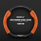 For Geely Geometry C Monjaro Coolray Tugella GX3 Atlas Emgrand EC7 GC6 GC9 CK EC8 Carbon Fiber Suede Car Steering Wheel Cover