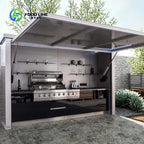 Customized Modern Portable Outdoor Kitchen Unit 8-Burner BBQ 58L Fridge Sink Acrylic Locking Swivel Casters Patio Party Catering