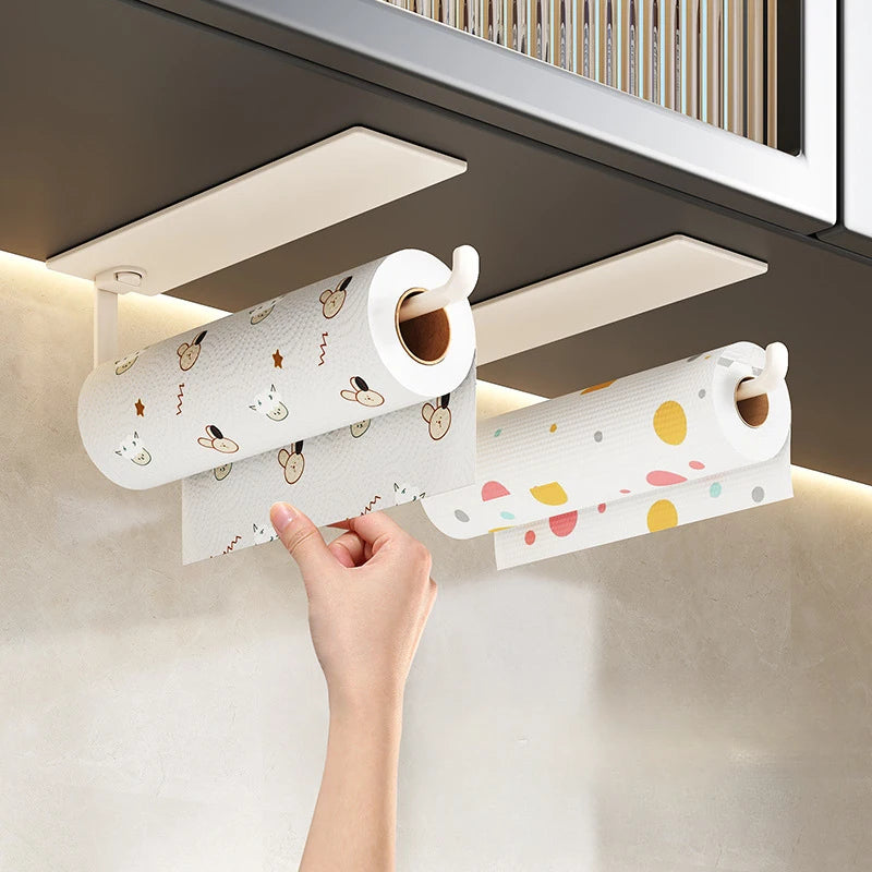 Kitchen Tissue Holder, Household Cling Film, Dishwashing Cloth Storage Bracket, Non Perforated Storage Rack, Roll Paper Holder