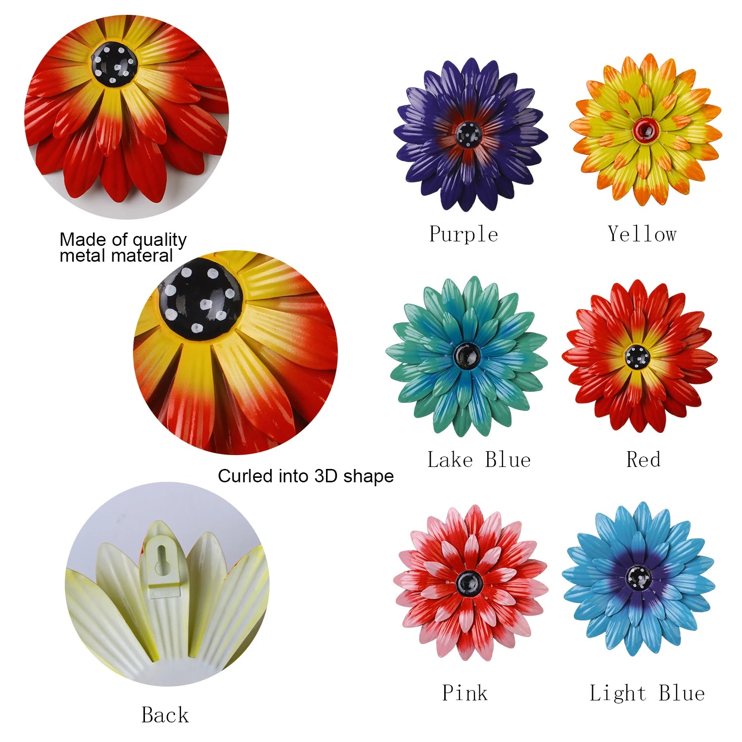 1pc Metal Iron Sunflower Wall Decor, 8-Inch Colorful Outdoor Garden Decorations, Creative Villa Yard Art Hangings, Festive Holid
