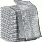 1/50PCS Magic Microfiber Cleaning Rags Dishcloth Silver Wire Kitchen Cloth Thickened WashTowel Built-in Sponge Steel Ball Rag