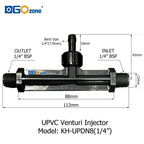 UPVC Venturi Injector for Mixing Liquid Venturi with Valve  BSP thread 1/2" 3/4" 1" 1.25" 1.5" 2" DGOzone