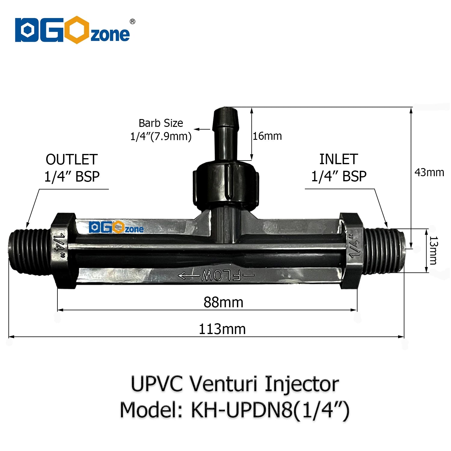 UPVC Venturi Injector for Mixing Liquid Venturi with Valve  BSP thread 1/2" 3/4" 1" 1.25" 1.5" 2" DGOzone
