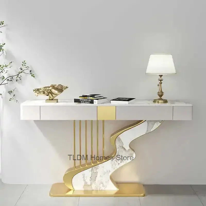 Nordic designer Fashion Wall Hall Porch Decorative Cabinet Semi-circular Slate Console Tables for Living Room Entrance Furniture