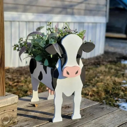 Cow Shaped Planter Garden Flower Pot Animal Statue Sculpture Decor Garden Decoration Flowerpot Planter Storage Containers Gifts