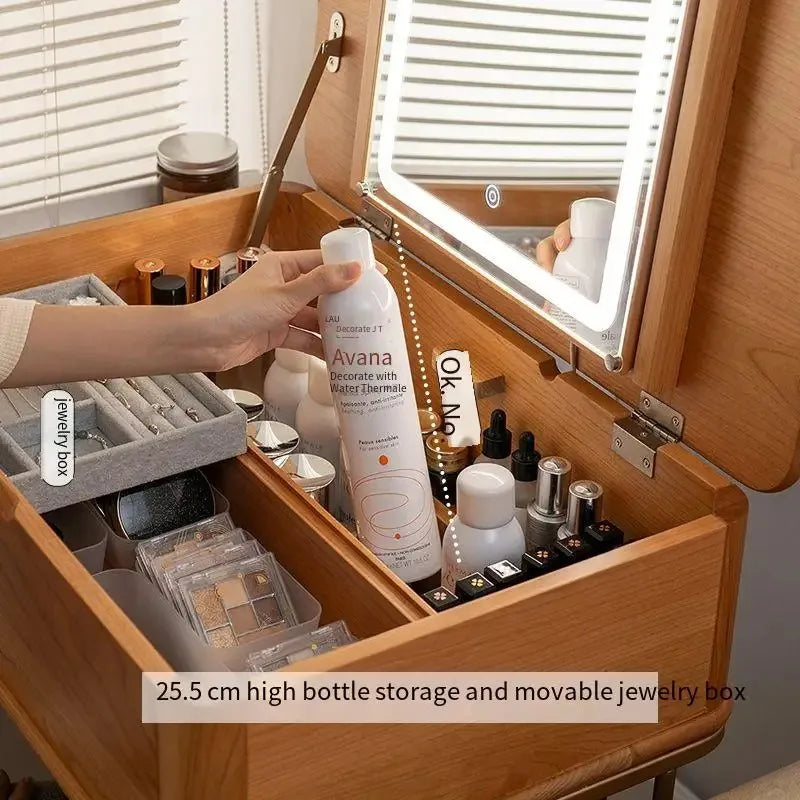 Portable Adult Vanity Table Nordic Woman Wheels Storage Unique Bedroom Dressers Makeup Desk Mirror Penteadeira Furniture Home