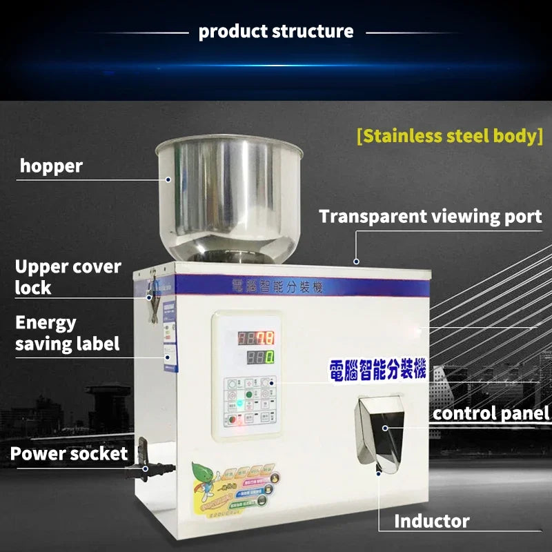 1-120g/1-200g Particle bag tea Packaging Machine Hardware Nut Powder Granule Digital Control Automatic Weighing Filling Machine