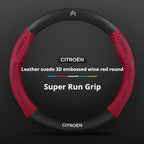 For Citroen C1 C2 C3 C4 C5 C6 VTS Xsara C-Crosser Berlingo Jumpy Carbon fiber Suede Car Steering Wheel Cover Auto Accessories