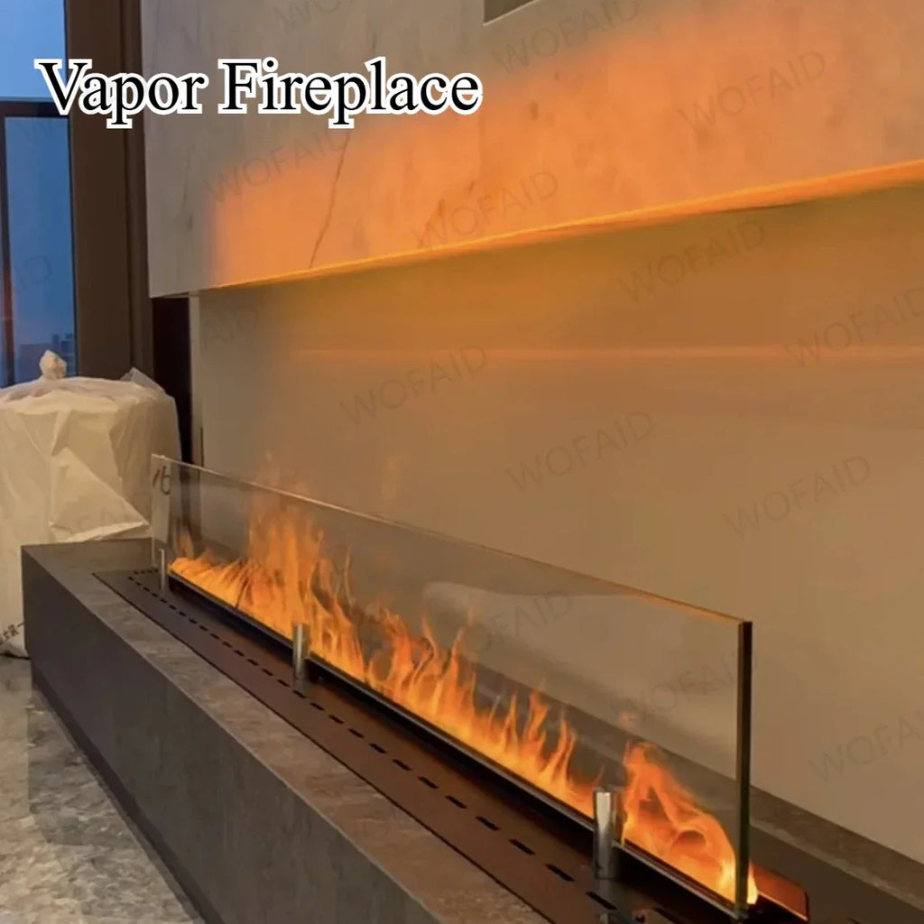 Customizable 3D LED Electric Fireplace with App Control Atomizing Mist Water Vapor Insert Neon Flame Decor for Home Decoration