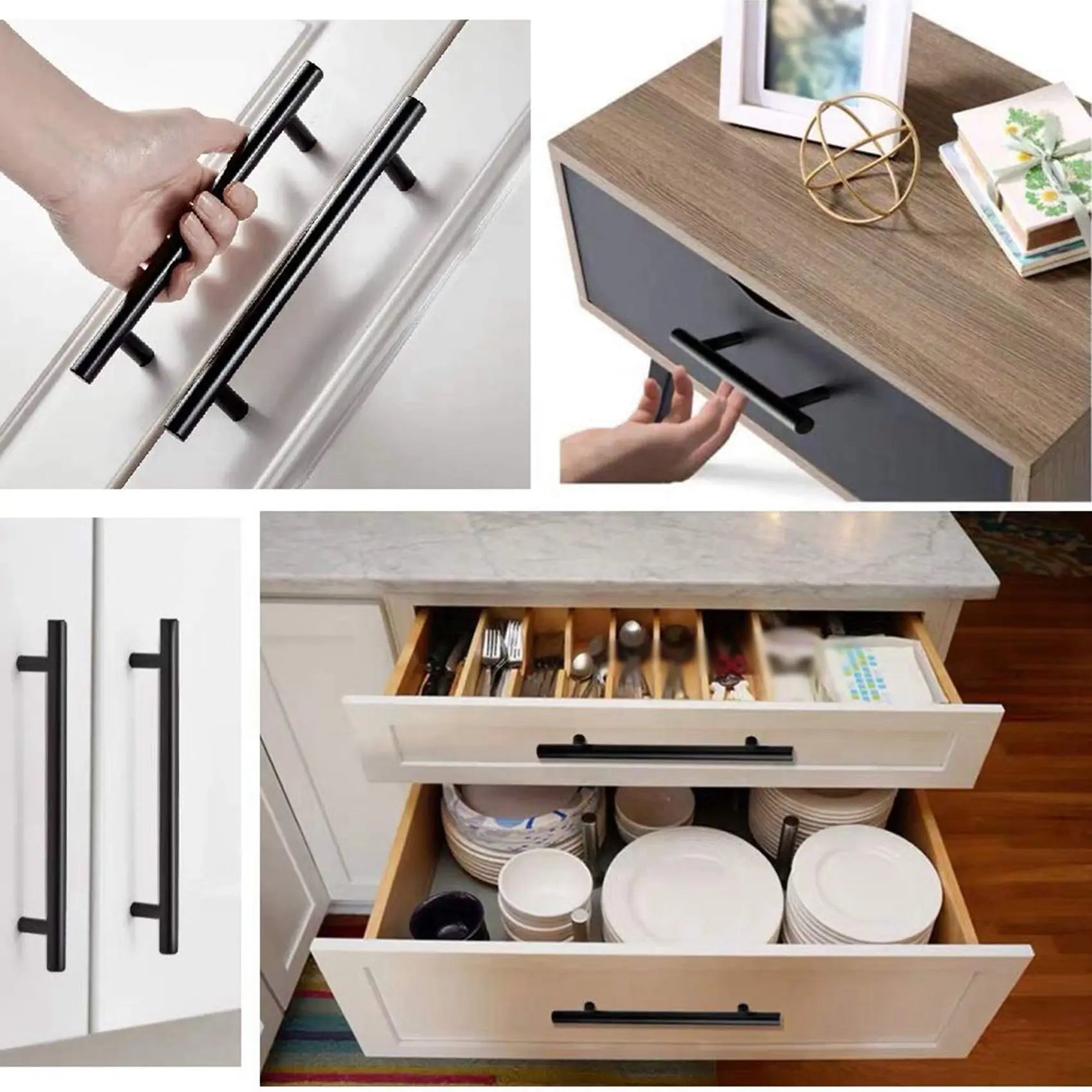KYCOR-50 Pack 5 Inch Cabinet Pulls Matte Black Stainless Steel Kitchen Cupboard Handles Cabinet Handles 5 Inch Length