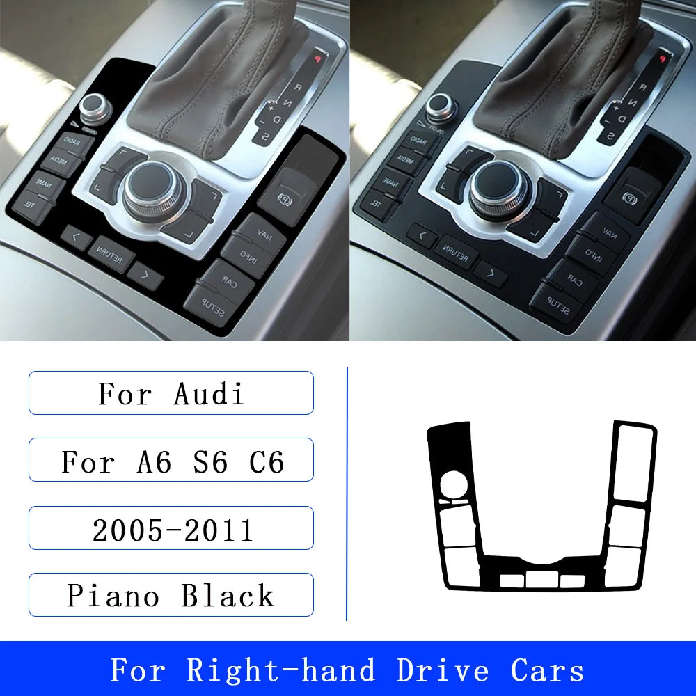 For Audi A6 S6 C6 2005-2011 Piano Black Centre Gear Shift transmission Panel Cover Car inside Trim Accessories Sticker