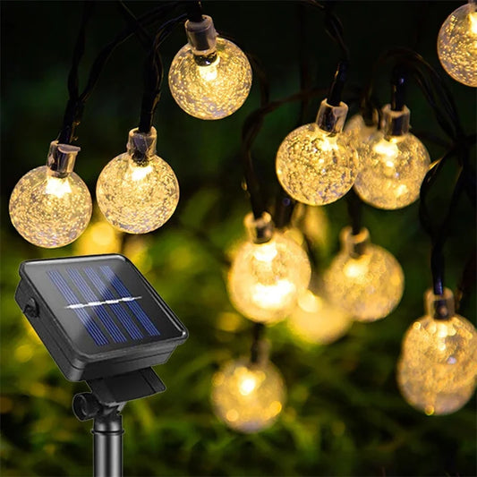 5/7/12m Solar String Light Outdoor LED Crystal Globe Light Solar Fairy Light Garden Light for Christmas Wedding Party Decoration