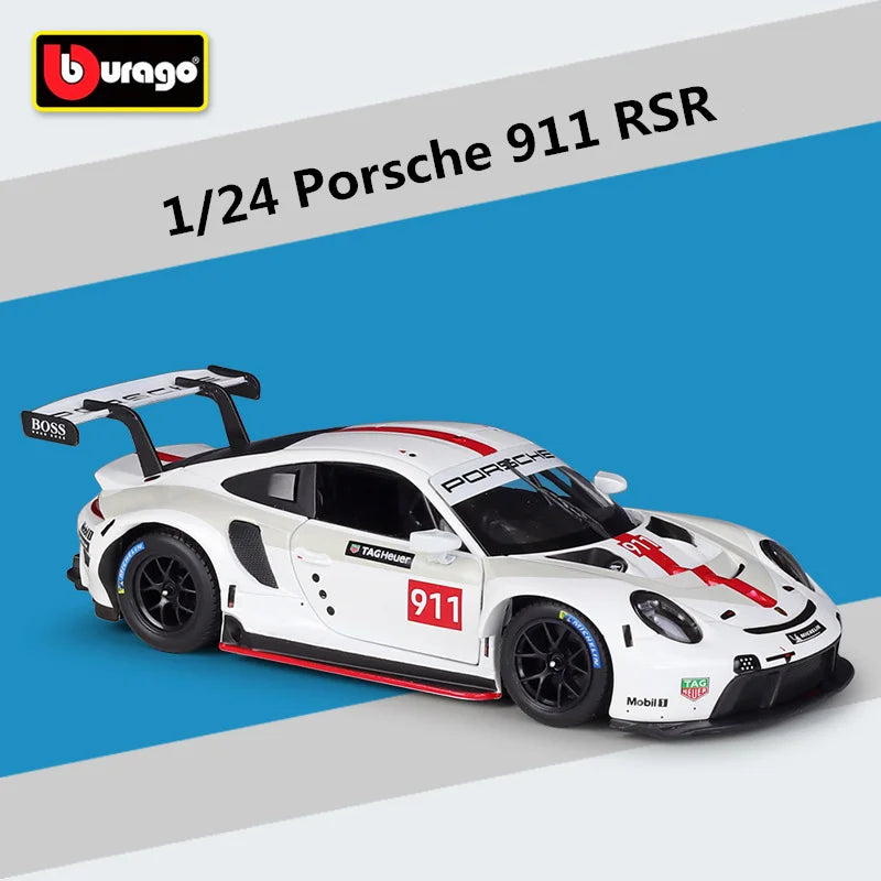 Bburago 1:24 Porsche 911 GT3 R Alloy Sports Car Model Diecast Metal Toy Track Racing Car Vehicle Model High Simulation Kids Gift