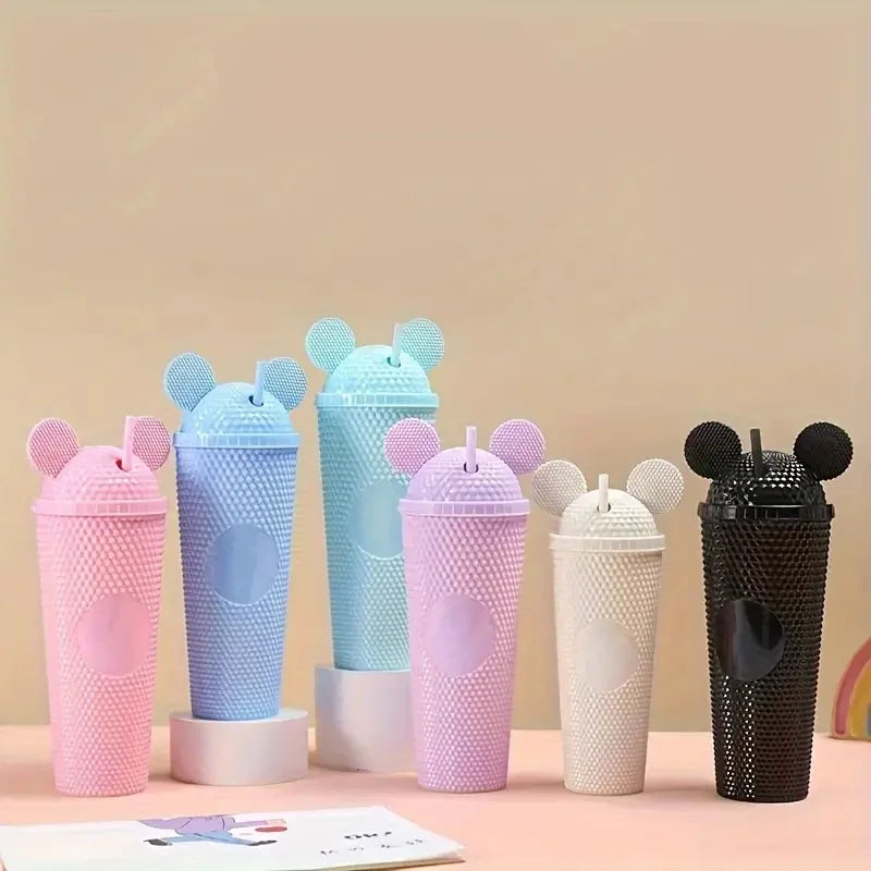 LUSQI 2pcs Water Bottles With Studded Mouse Ear Dome Lids Large And Small Water Cups Summer Winter Drinkware With Straws | AlluCanFind