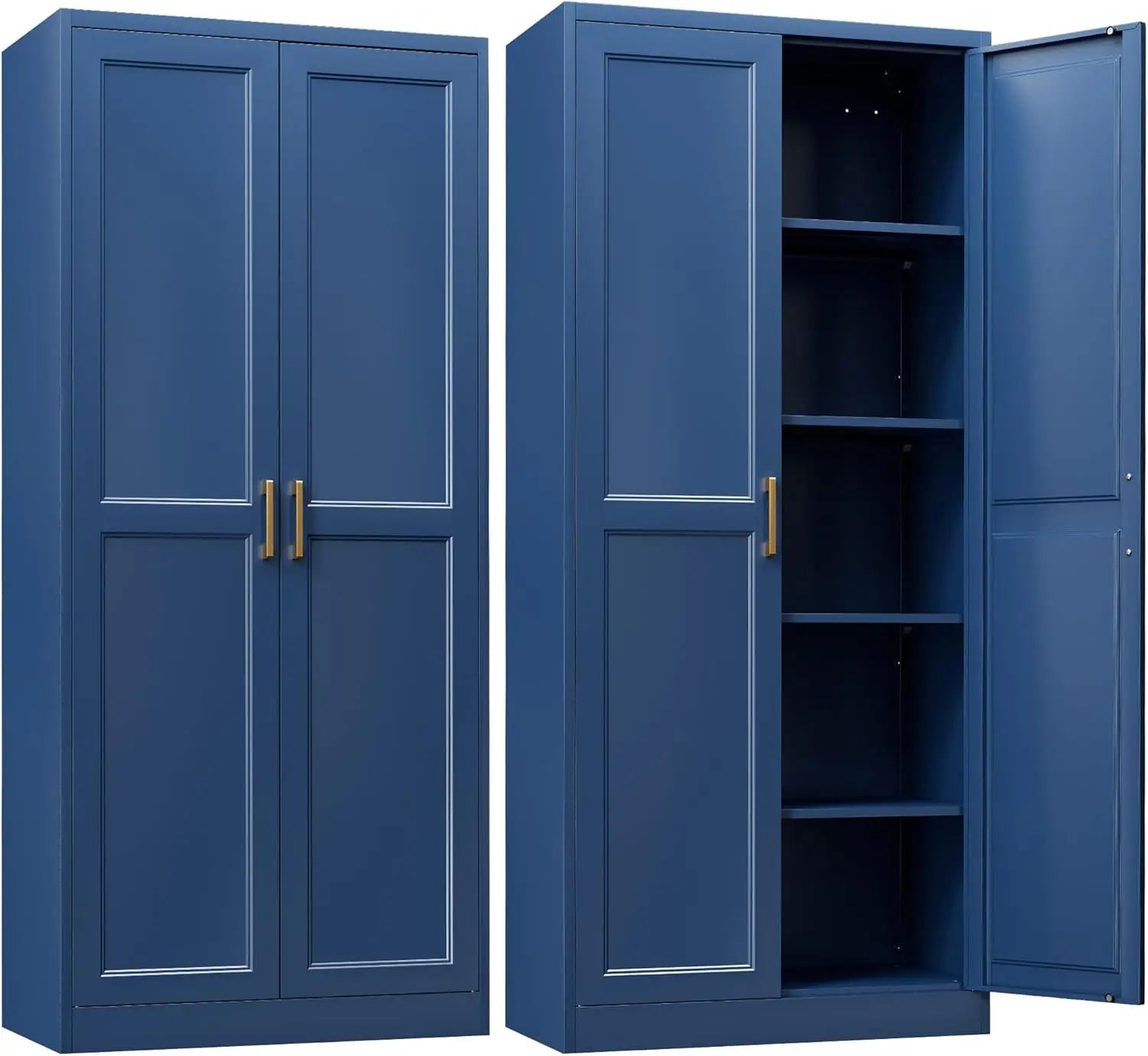 Kitchen Pantry Cabinet,71”White Metal Pantry Storage Cabinet with Doors and 4 Adjustable Shelves,Kitchen Cabinet with 2