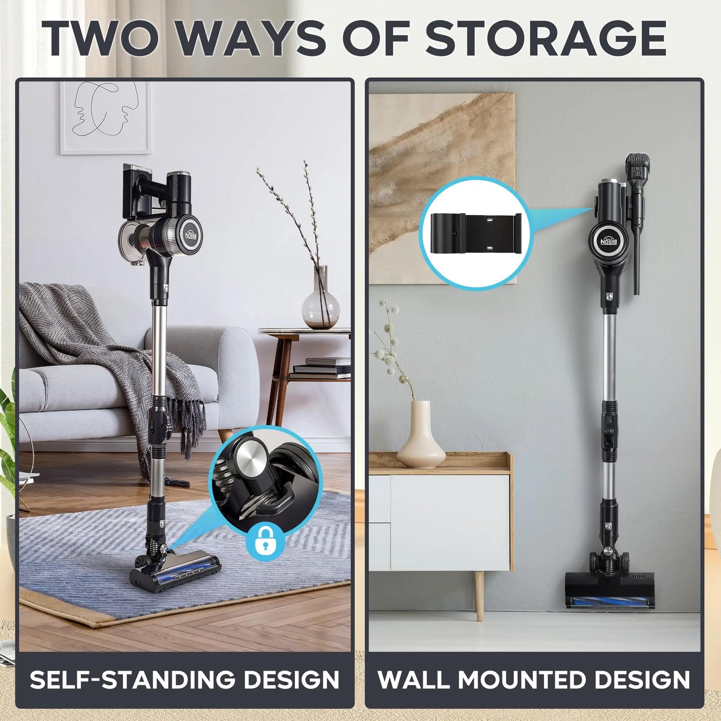 Bison Edge Cordless Vacuum Cleaner 6-in-1 Bendable 35kPA With Brushless Motor Home Car Portable Carpet Machine Vacuum Cleaner